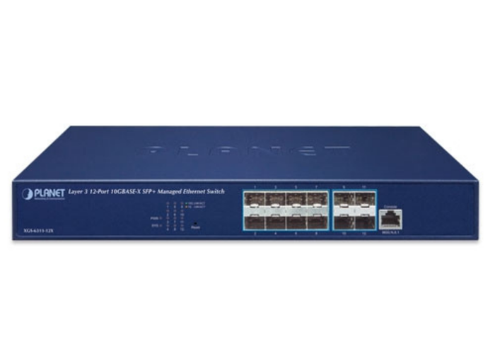 Planet Layer 3 12-Port 10GBASE-X SFP+ Managed Ethernet Switch | XGS-6311-12X Network Switch Planet