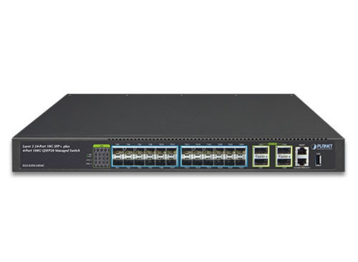 Planet Layer 3 24-Port 10G SFP+ + 4-Port 100G QSFP28 Managed Switch | XGS-6350-24X4C Video Signal Converter Planet