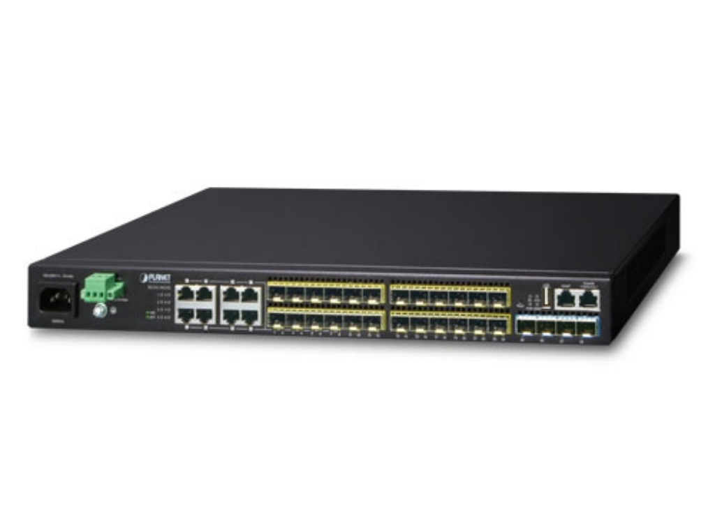 Planet Layer 3 24-Port 100/1000X SFP + 8-Port Shared TP + 4-Port 10G SFP+ Stackable Managed Switch (100~240V AC, 36-75V DC) | XGS3-24242 Network Switch Planet
