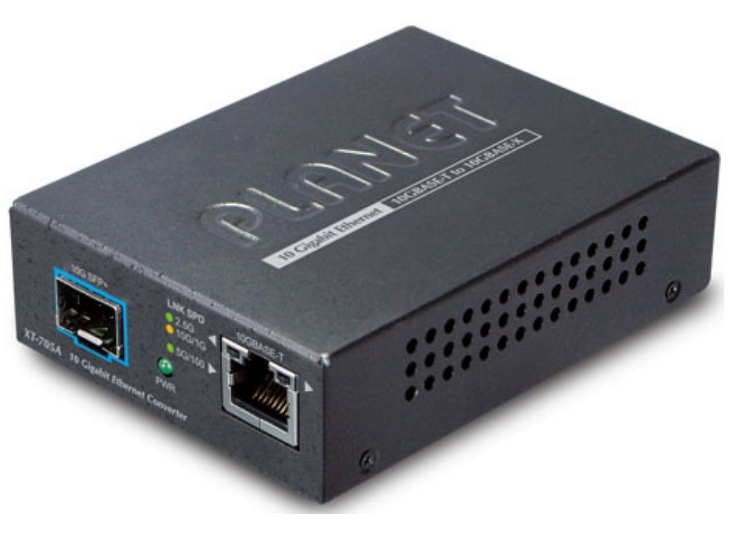 Planet 10G/5G/2.5G/1G/100M Copper to 10GBASE-X SFP+ Media Converter | XT-705A Video Signal Converter Planet