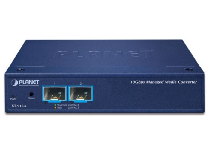 Planet 2-Port 10G/1GBASE-X SFP+ Managed Media Converter | XT-915A Adapter / Converter Planet