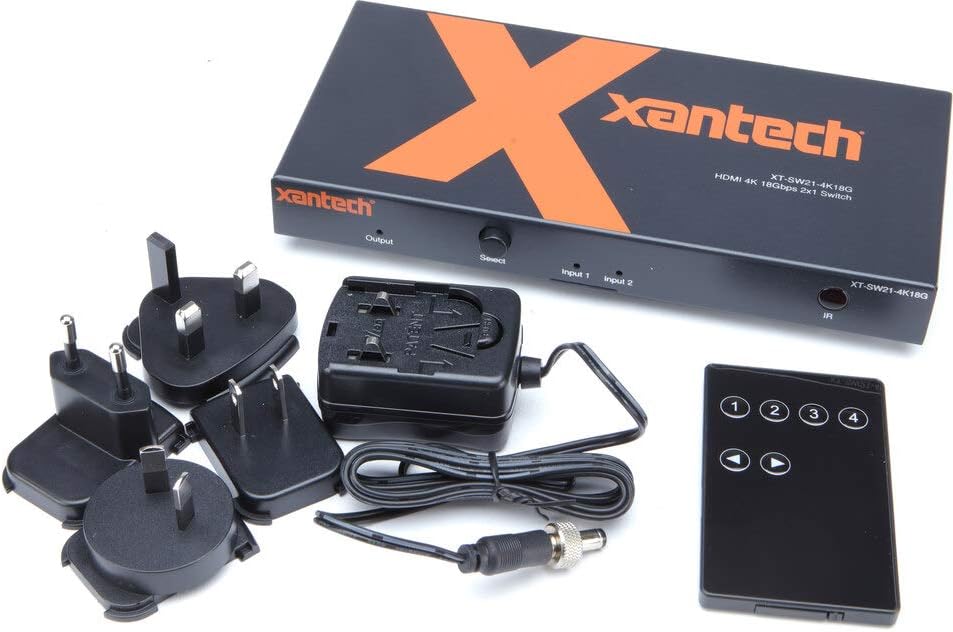 Xantech HDMI 4K 2x1 Switcher with Audio Breakout and EDID Management | XT-SW21-4K18G Video Switch Xantech