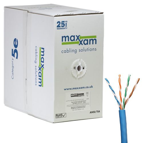 Cablenet Cat5e Blue U/UTP LSOH 24AWG Solid CPR Dca Cable 305m Reelex Box LAN / Ethernet Cable Cablenet