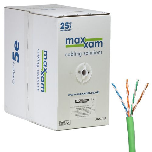 Cablenet Cat5e Green U/UTP LSOH 24AWG Solid CPR Dca Cable 305m Reelex Box Ethernet Cable Cablenet