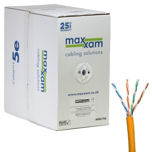 Cablenet Cat5e Orange U/UTP LSOH 24AWG 305m Reelex Box Solid CPR Dca Cable LAN / Ethernet Cable Cablenet