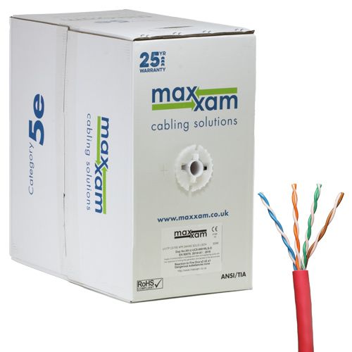 Cablenet Cat5e Red U/UTP LSOH 24AWG Solid CPR Dca Cable 305m Reelex Box LAN / Ethernet Cable Cablenet