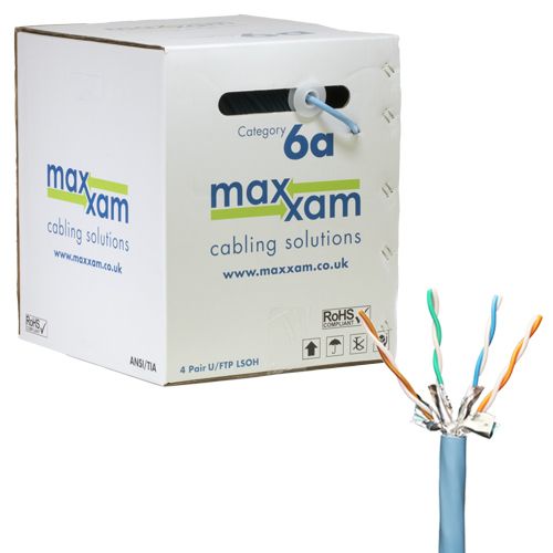 Cablenet Cat6a Ice Blue U/FTP LSOH 23AWG Solid CPR Dca Cable 305m Reel in Box LAN / Ethernet Cable Cablenet