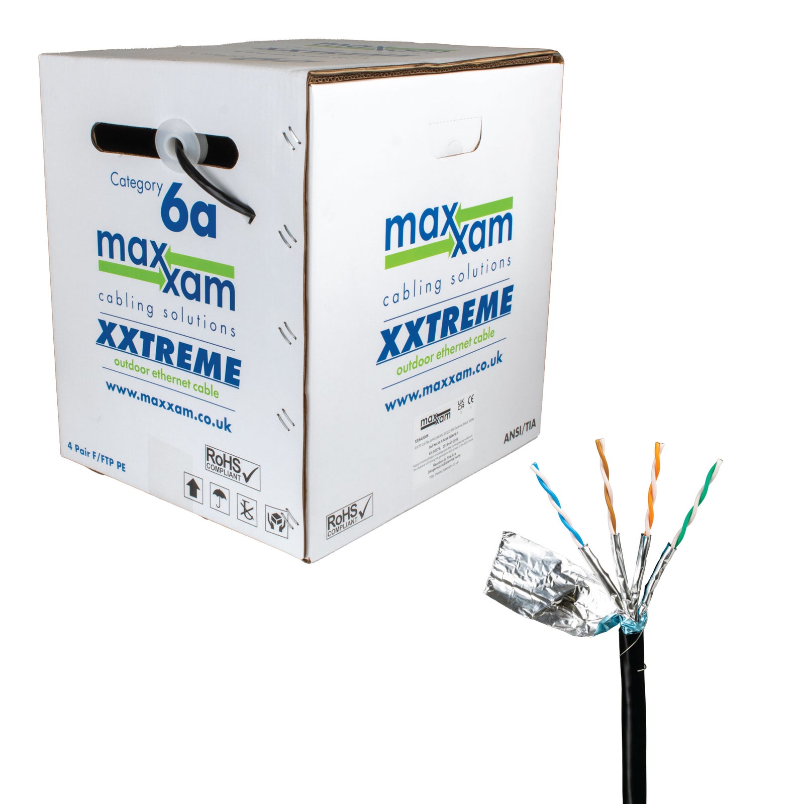 Cablenet Cat6a Black F/FTP Maxxam XXtreme Outdoor Ethernet 23AWG 305m Reel in Box LAN / Ethernet Cable Cablenet