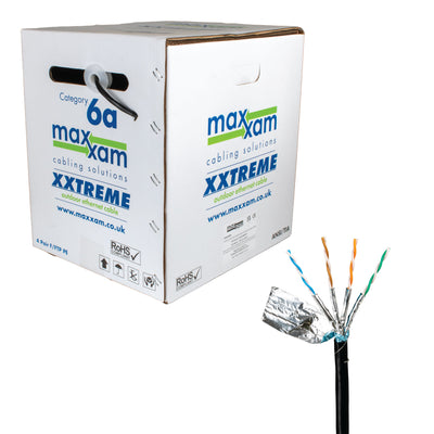 Cablenet Cat6a Black F/FTP Maxxam XXtreme Outdoor Ethernet 23AWG 305m Reel in Box Ethernet Cable Cablenet