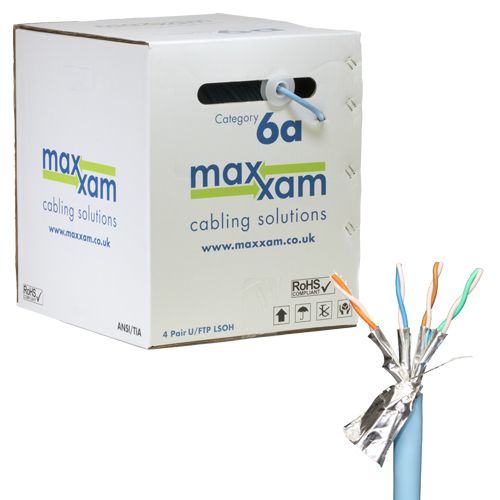 Cablenet Cat6a Ice Blue F/FTP LSOH 23AWG Solid CPR B2ca Cable 305m Reel in Box LAN / Ethernet Cable Cablenet