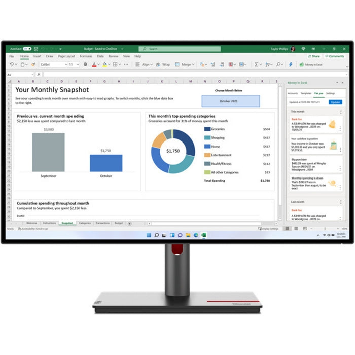 Lenovo 63A2GAT1UK ThinkVision P27q-30 27" Class Webcam WQHD 2560 x 1440 LCD Monitor Desktop Monitor Lenovo