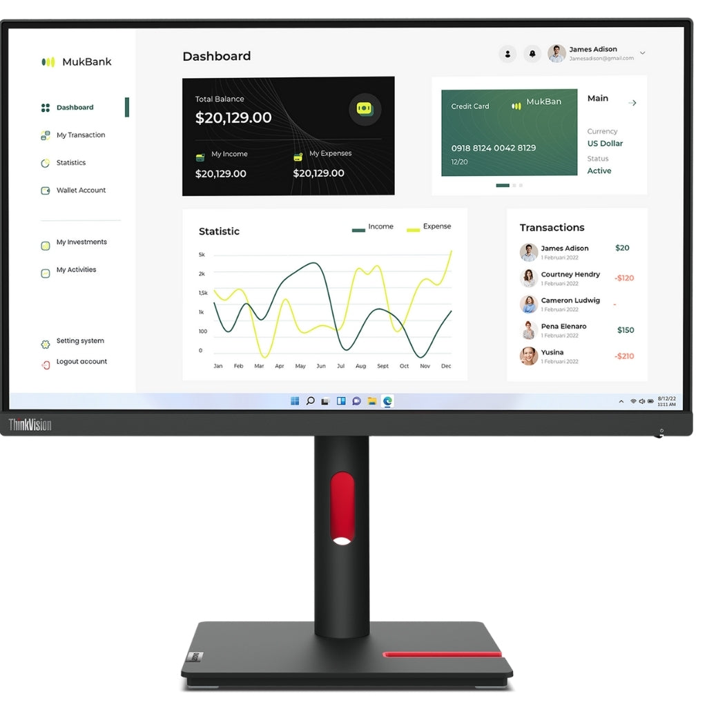 Lenovo 63B2MAT6UK ThinkVision T23i-30 23" FHD Monitor Desktop Monitor Lenovo