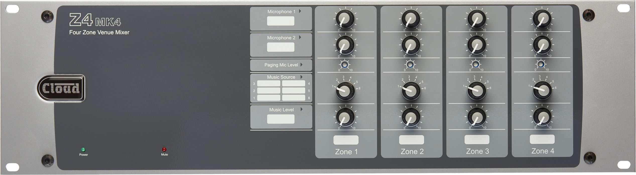 Cloud Electronics Z4MK4EK 4 Channel Zone Mixer Audio Mixer Cloud Electronics