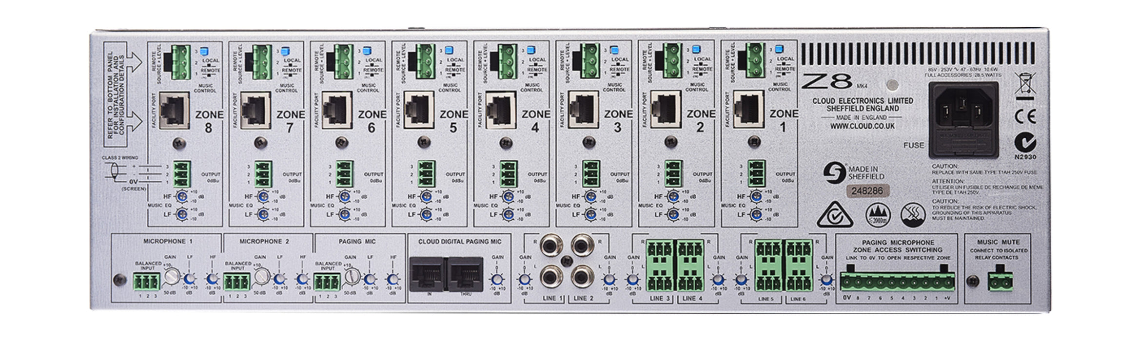 Cloud Electronics Z8MK4EK 8 Channel Zone Mixer Audio Mixer Cloud Electronics