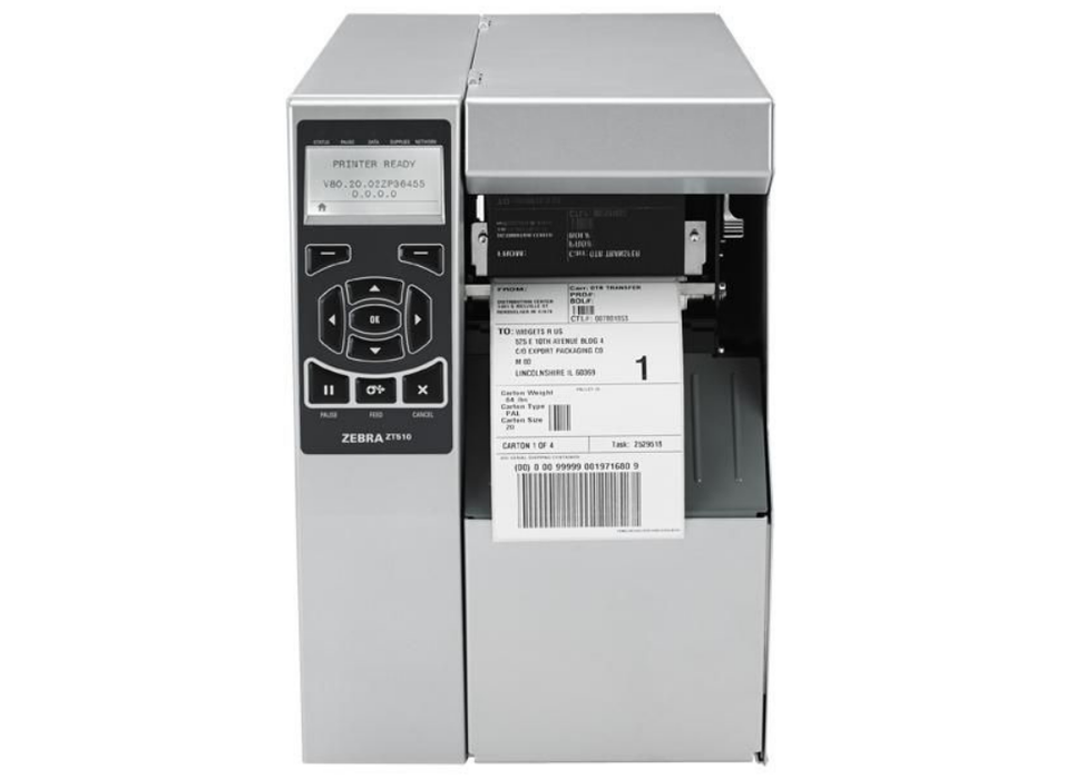 Zebra ZT510 4" 300dpi Industrial Thermal Transfer Printer with Rewind & Peel | ZT51043-T2E0000Z Zebra Label Printers Zebra