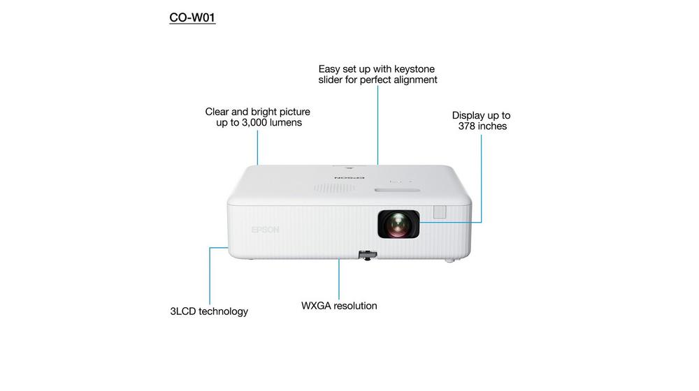 Epson V11HA86040/CO-W01 WXGA Projector - 3000 Lumens Projector Epson