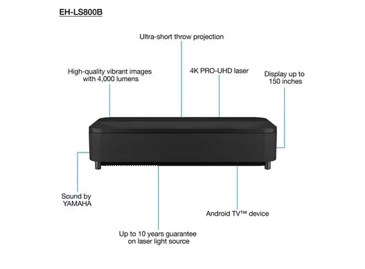 Epson EH-LS800B Super Ultra Short Throw Projector - 4000 Lumens Projector Epson