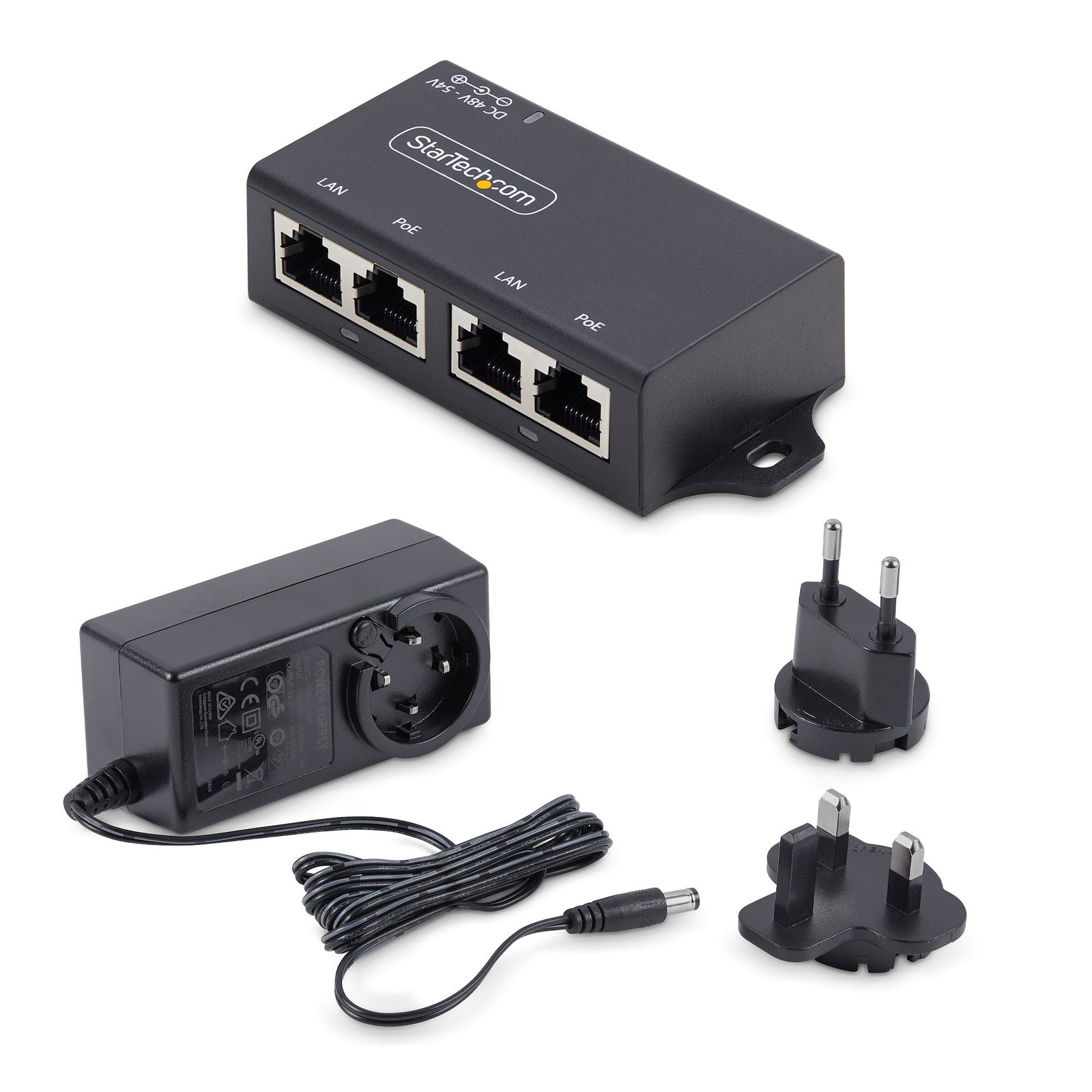 StarTech 2-Port Gigabit Midspan PoE+ Injector, 10/100/1000Mbps, PoE+ (802.3af/at), 30W | AF221CE-POE-INJECTOR Adapter / Converter Startech