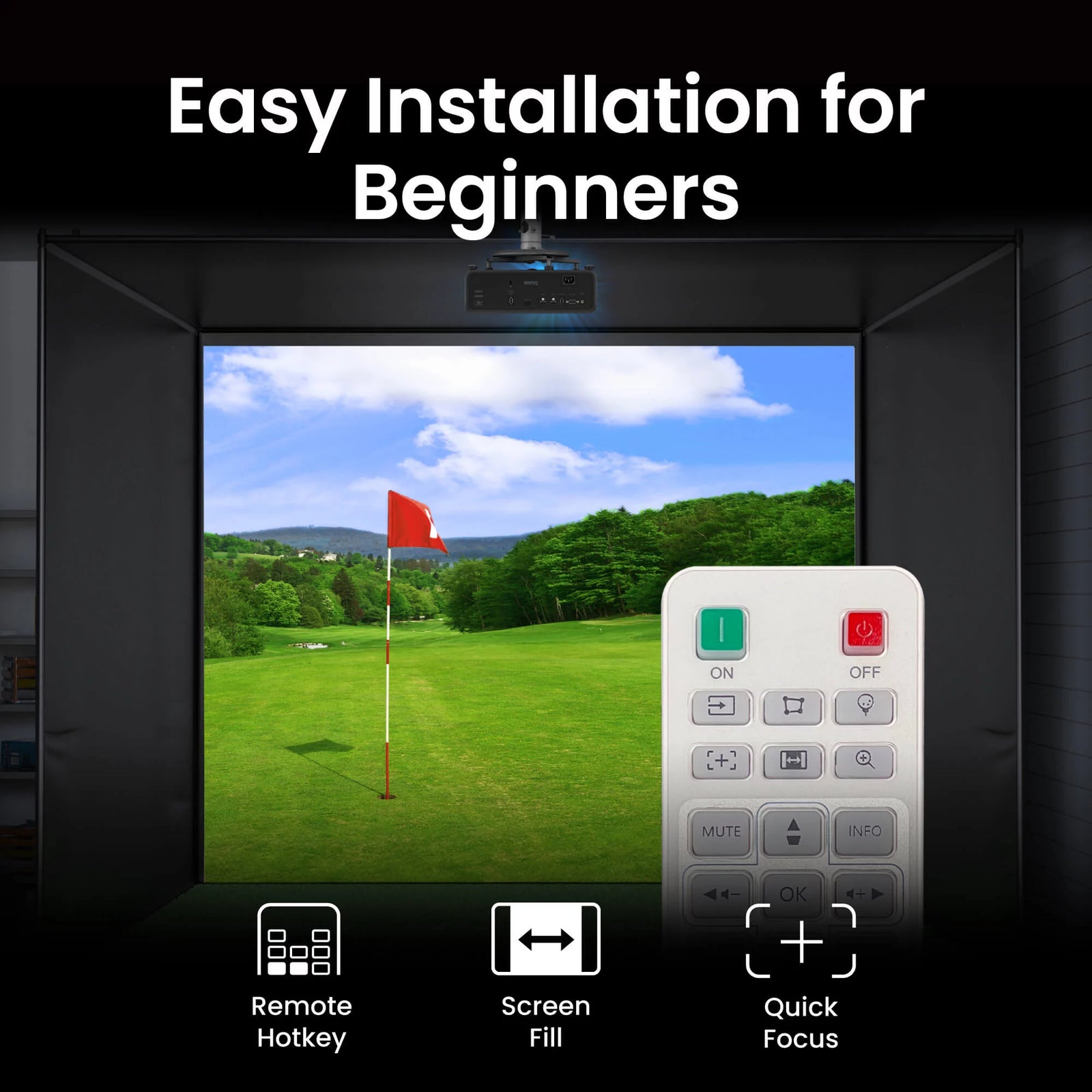 BenQ AH500ST 4000 Lumen Short Throw 1080P Laser Golf Simulator Projector | 9H.R0377.23E Projector BenQ