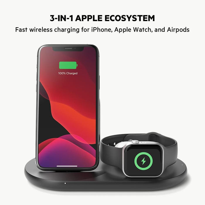 Belkin BoostCharge 3-in-1 Wireless Charger for Apple Devices | WIZ001MYBK