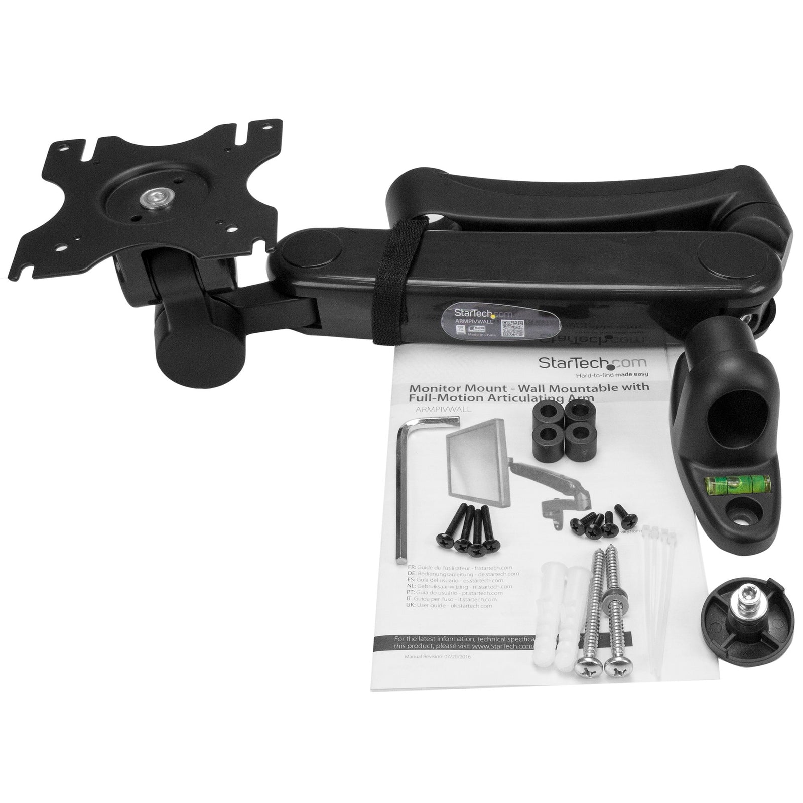 StarTech Up To 34" Single-Monitor Wall Arm | ARMPIVWALL Wall Mount Bracket Startech