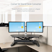 StarTech ARMSTSCORNR Corner Sit Stand Desk Converter with Keyboard Tray Table Stand Startech