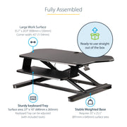 StarTech ARMSTSCORNR Corner Sit Stand Desk Converter with Keyboard Tray Table Stand Startech
