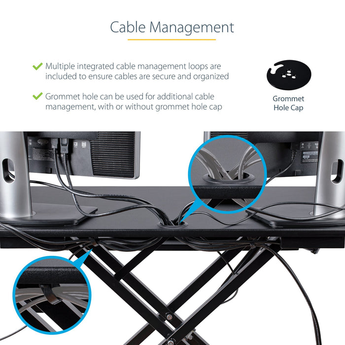 StarTech ARMSTSCORNR Corner Sit Stand Desk Converter with Keyboard Tray