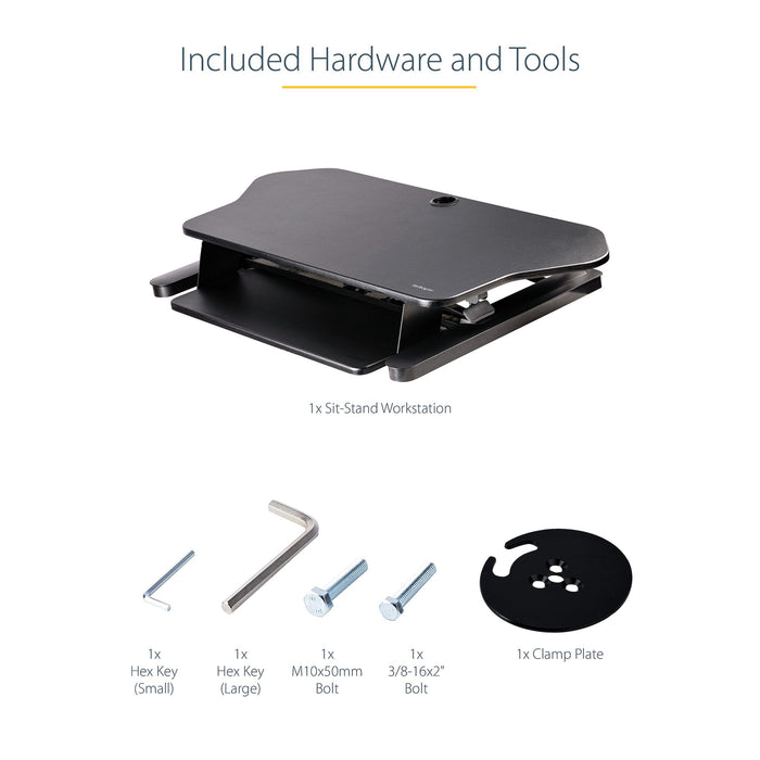 StarTech ARMSTSCORNR Corner Sit Stand Desk Converter with Keyboard Tray