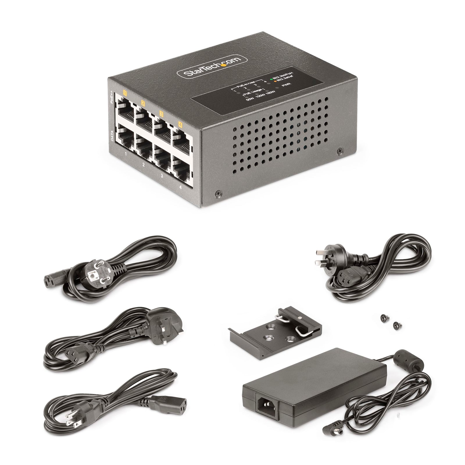 StarTech 4-Port Multi-Gigabit PoE++ Injector, 5/2.5/1G Ethernet (NBASE-T), PoE/PoE+/PoE++ (802.3af/802.3at/802.3bt), | AS445C-POE-INJECTOR Adapter / Converter Startech