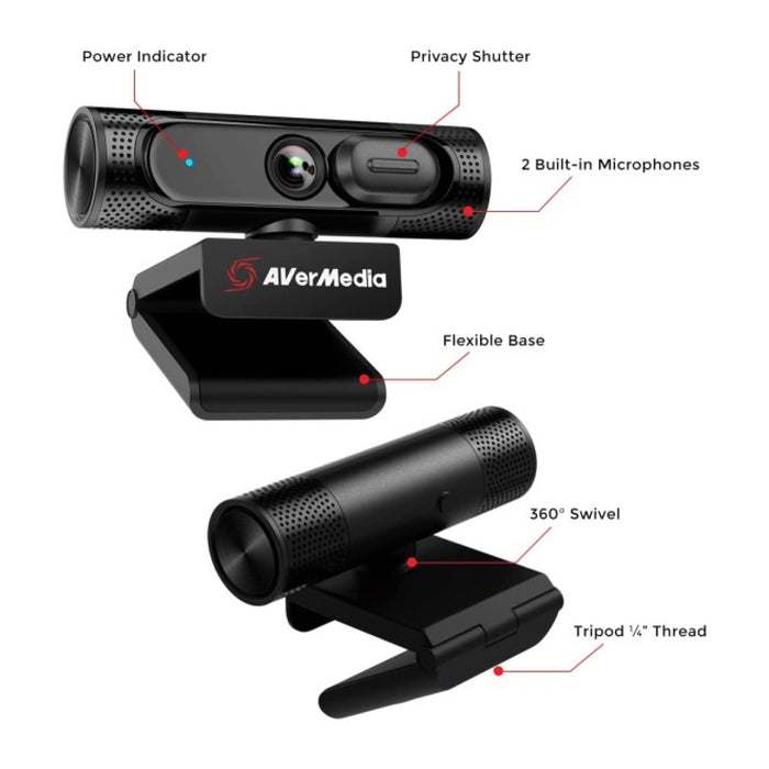 AVerMedia PW315 2 MP Webcam 1920 x 1080 Pixels USB Black | 40AAPW315AVV