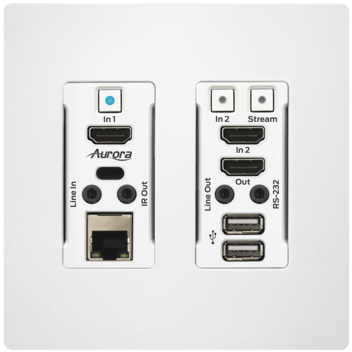 Aurora Multimedia VLX-TCW2H-C-W HDMI 4K IP Wall Plate Extender/White AV Extender Aurora