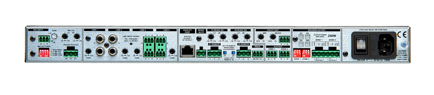 Cloud Electronics 24-240EK 2 Zone Integrated Mixer Amplifier Audio Amplifier Cloud Electronics