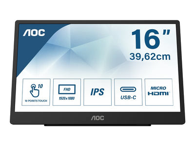 AOC 16T2 15.6" USB-C Portable Touchscreen Monitor Touchscreen Monitor AOC