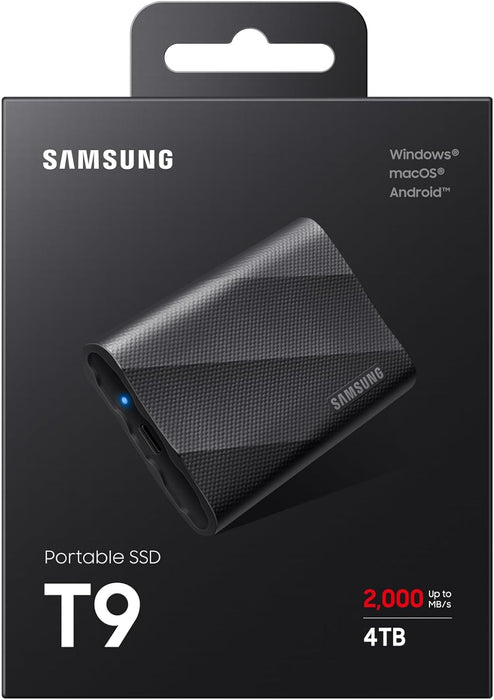 Samsung T9 Portable 4TB SSD USB 3.2 Gen2x2 USB-C SSD Black | MU-PG4T0B/EU