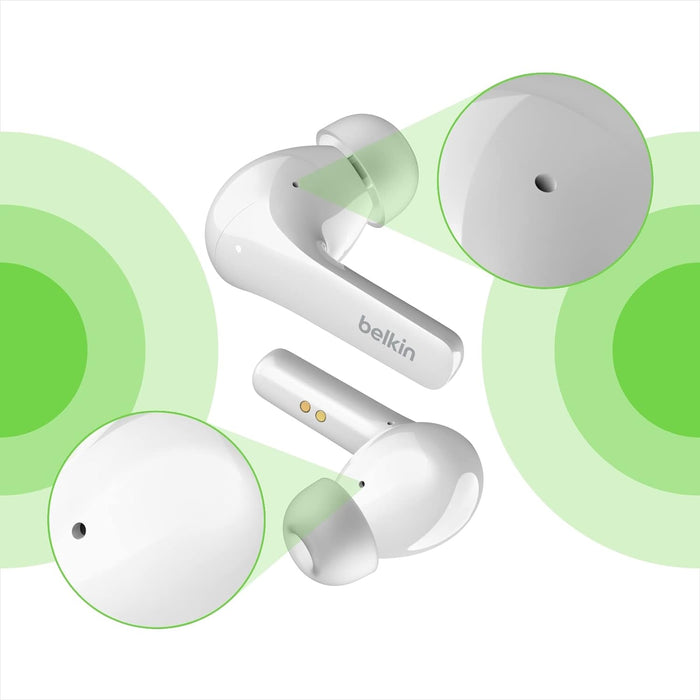 Belkin SoundForm™ Flow Wireless Bluetooth Noise-Cancelling Earbuds White | AUC006BTWH