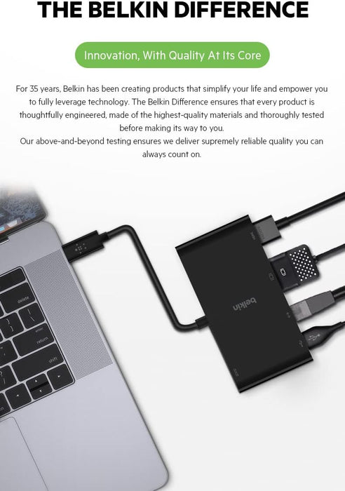 Belkin USB-C Multimedia + Charge Adapter 100W | AVC004BTBK