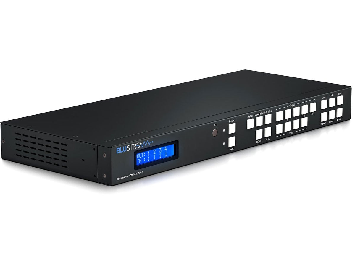 BluStream MX44VW 4x4 4K HDMI / VGA Video Wall Matrix - With Video Wall and Control Video Wall Controller BluStream