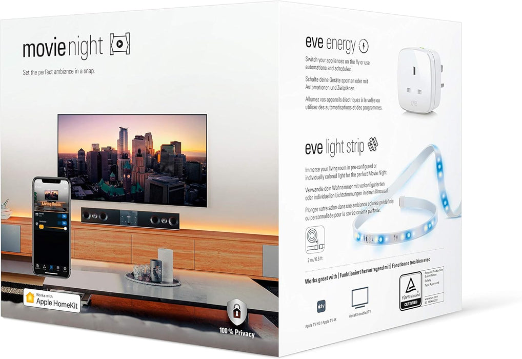 Eve 10BAE1101 Movie Night UK Adaptive Lighting - Smart LED Strip and Smart Plug