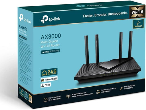 TP-Link AX3000 Multi-Gigabit Wi-Fi 6 Router With 2.5G Port - ARCHER AX55 PRO