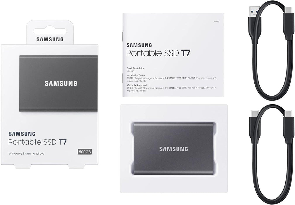 Samsung T7 USB 3.2 Gen 2 500GB Portable Solid State Drive | MU-PC500T/WW