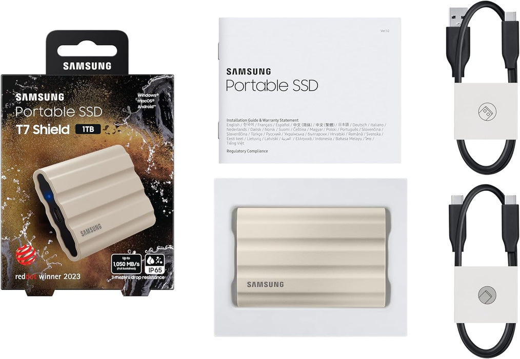 Samsung T7 Shield 1TB Portable NVME Solid State Drive | MU-PE1T0K/EU