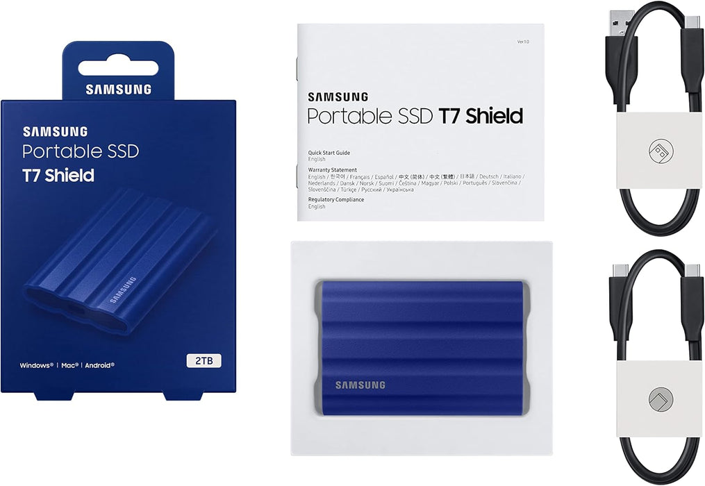 Samsung T7 Shield 2 TB USB 3.2 Gen.2 External SSD Blue | MU-PE2T0R/EU