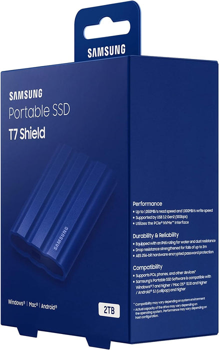 Samsung T7 Shield 2 TB USB 3.2 Gen.2 External SSD Blue | MU-PE2T0R/EU