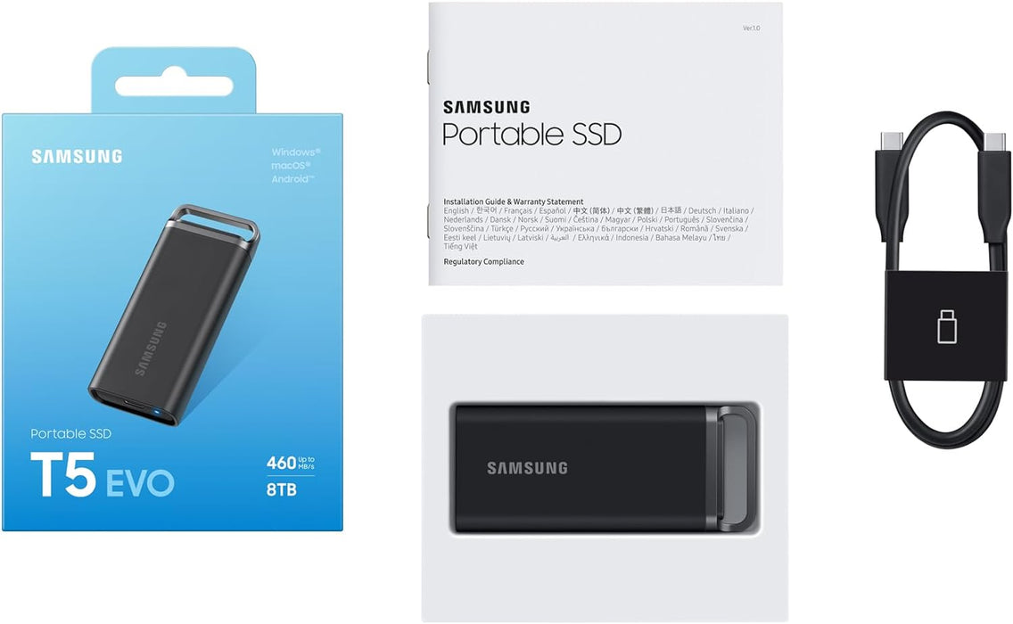 Samsung T5 EVO Portable Rugged USB-C 8TB SSD USB 3.2 SSD | MU-PH8T0S/EU