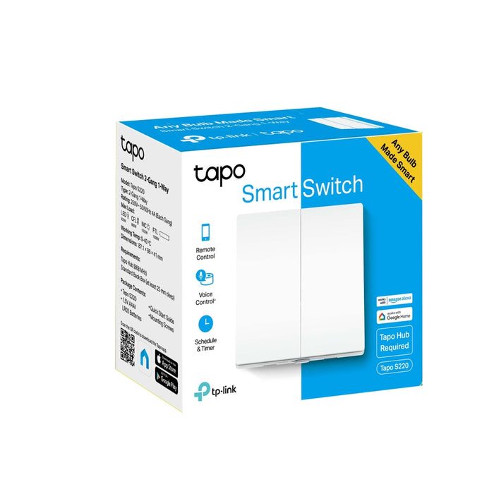 TP-Link Tapo Smart Switch, 2-Gang 1-Way - TAPO S220