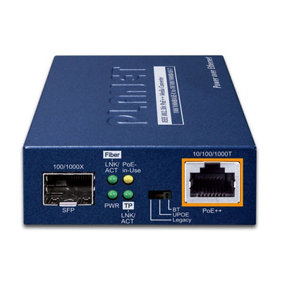 Planet 100/1000BASE-X SFP to 10/100/1000BASE-T 802.3bt PoE++ Media Converter - GUP-805A-60W Video Signal Converters Planet