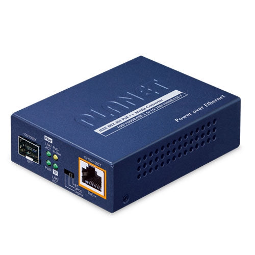 Planet 100/1000BASE-X SFP to 10/100/1000BASE-T 802.3bt PoE++ Media Converter - GUP-805A-60W Video Signal Converters Planet