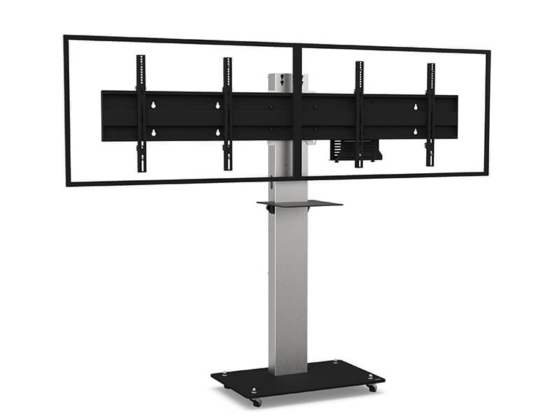 Axeos Boxer Dual Screen Stand On Castors For Two Screens 40" to 55" Screen Floor Stand Axeos