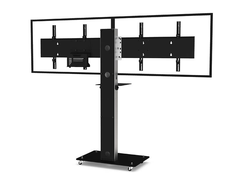 Axeos Boxer Dual Screen Stand On Castors For Two Screens 40" to 55" Screen Floor Stand Axeos